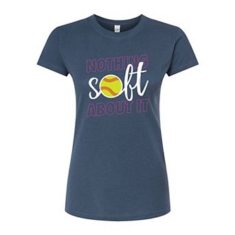 Juniors' Nothing Soft About It Fitted Graphic Tee