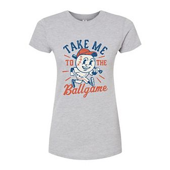 Juniors' Take Me To The Ballgame Fitted Graphic Tee