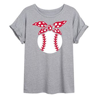 Juniors' Baseball Bandana Oversized Graphic Tee
