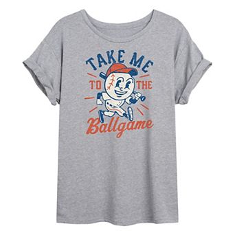 Juniors' Take Me To The Ballgame Oversized Graphic Tee