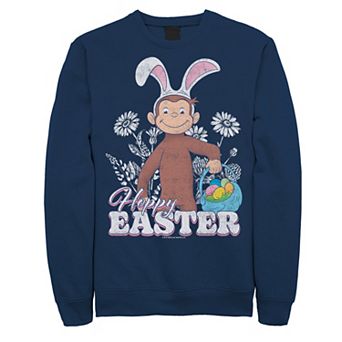 Big & Tall Curious George Bunny Ears And Easter Eggs Sweatshirt