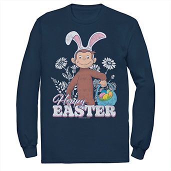 Big & Tall Curious George Bunny Ears And Easter Eggs Graphic Tee