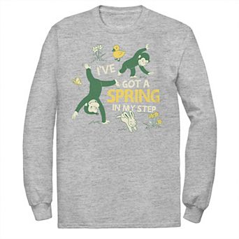 Big & Tall Curious George "Spring In My Step" Happy Cartwheeling Graphic Tee