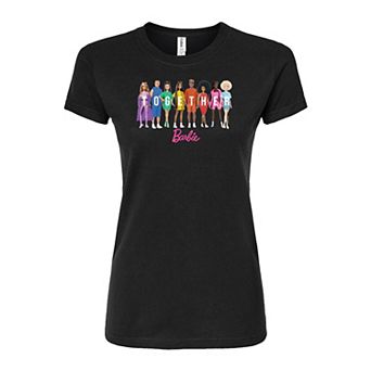 Juniors' Barbie® Together Pride Logo Fitted Tee