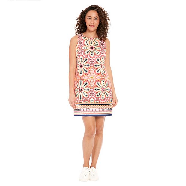 Women s London Times Medallion Print Sleeveless Shift Dress