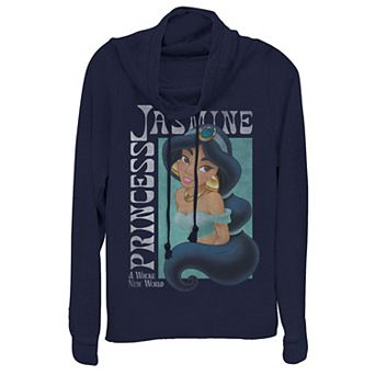 Disney's Aladdin Juniors' Jasmine A Whole New World Portrait Cowlneck Graphic Lightweight Long Sleeve