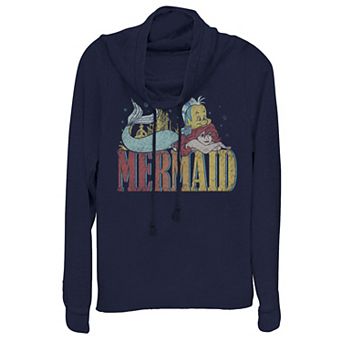 Disney's The Little Mermaid Juniors' Ariel Flounder Chill Cowlneck Graphic Lightweight Long Sleeve
