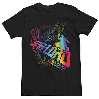 Men's Marvel Guardians of Galaxy Star-Lord Rainbow Logo Graphic Tee