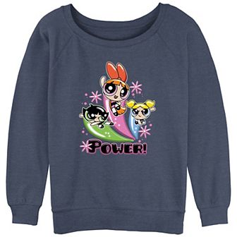 Juniors' Powerpuff Girls Blossom Bubbles Buttercup Power Stars Crewneck Graphic Sweatshirt