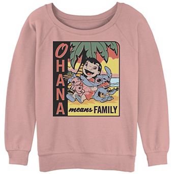 Disney's Lilo & Stitch Juniors' Ohana Means Family Slouchy Terry Pullover