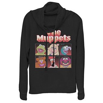 Juniors' The Muppets Comic Box Up Cowlneck Graphic Lightweight Long Sleeve