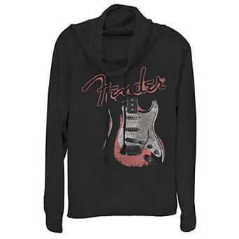 Juniors' Fender Retro Glow Cowlneck Graphic Lightweight Long Sleeve