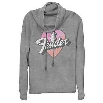 Juniors' Fender Neon Pick Guitar Head Cowlneck Graphic Lightweight Long Sleeve