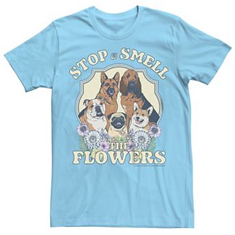 Men's Stop And Smell The Flowers Dog Crest Graphic Tee