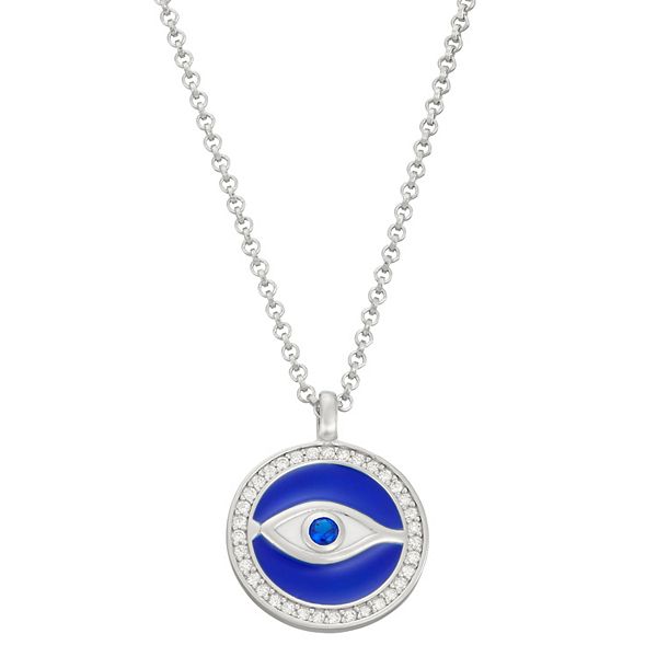 Rebecca Sloane Sterling Silver & Enamel Evil Eye Medallion Pendant Necklace