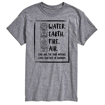 Big & Tall The Last Airbender Water Fire Earth Air Graphic Tee