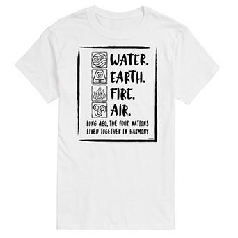 Big & Tall The Last Airbender Water Fire Earth Air Graphic Tee