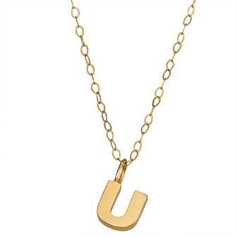 10K Gold Initial Pendant on 14k Gold Filled Chain