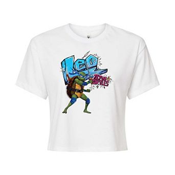 Juniors' Teenage Mutant Ninja Turtles Mutant Mayhem Leo Cropped Graphic Tee