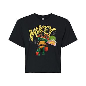 Juniors' Teenage Mutant Ninja Turtles Mutant Mayhem Mikey Cropped Graphic Tee
