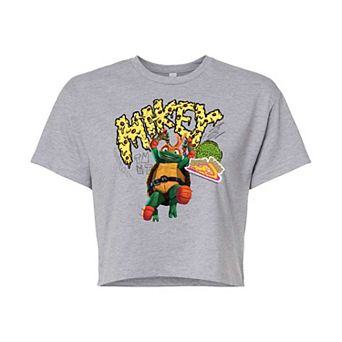 Juniors' Teenage Mutant Ninja Turtles Mutant Mayhem Mikey Cropped Graphic Tee