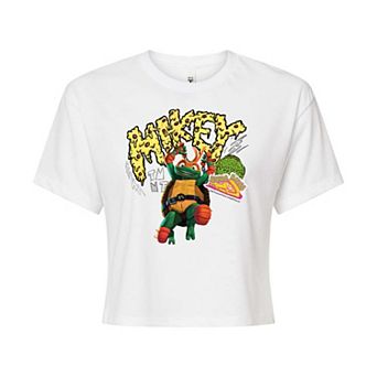 Juniors' Teenage Mutant Ninja Turtles Mutant Mayhem Mikey Cropped Graphic Tee