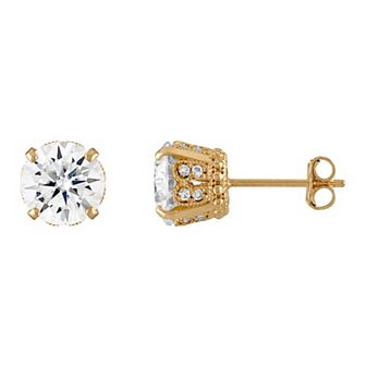 White Lotus 10k Gold 2 1/10 Carat T.W. Lab-Created Moissanite Gallery Stud Earrings
