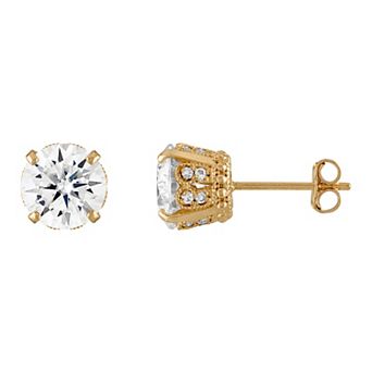 White Lotus 10k Gold 2 1/10 Carat T.W. Lab-Created Moissanite Gallery Stud Earrings