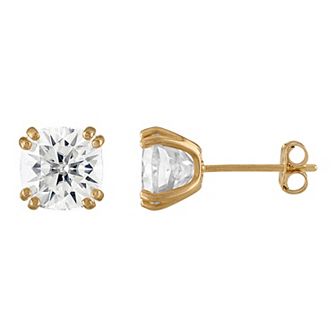 White Lotus 10k Gold 3 Carat T.W. Lab-Created Moissanite Prong Stud Earrings