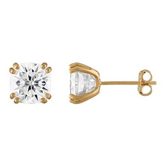 White Lotus 10k Gold 3 Carat T.W. Lab-Created Moissanite Prong Stud Earrings