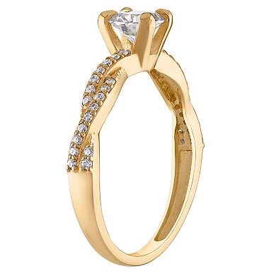 White Lotus 10k Gold 1 Carat T.W. Lab-Created Moissanite Twisted Band Engagement Ring