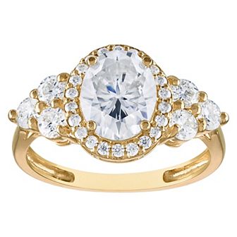 White Lotus 10k Gold 3 1/4 Carat T.W. Lab-Created Moissanite Art Deco Engagement Ring
