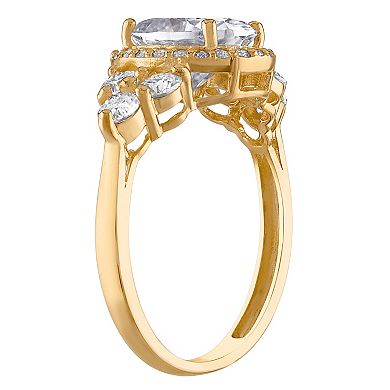 White Lotus 10k Gold 3 1/4 Carat T.W. Lab-Created Moissanite Art Deco Engagement Ring