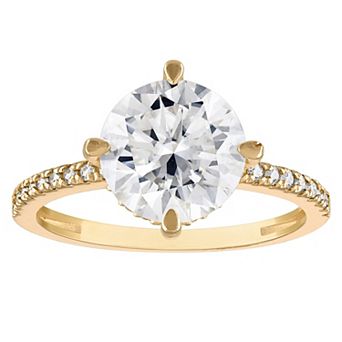 White Lotus 10k Gold 3 1/3 Carat T.W. Lab-Created Moissanite Embellished Band Engagement Ring