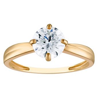 White Lotus 10k Gold 1 3/8 Carat T.W. Lab-Created Moissanite Polished Textured Band Engagement Ring