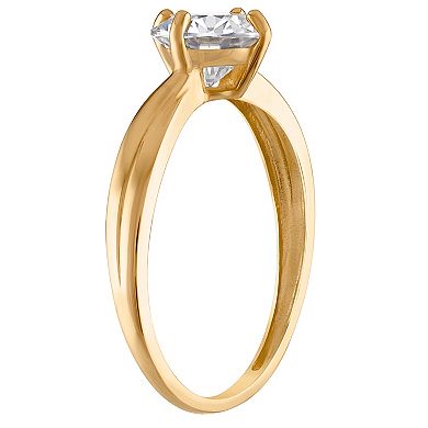 White Lotus 10k Gold 1 3/8 Carat T.W. Lab-Created Moissanite Polished Textured Band Engagement Ring