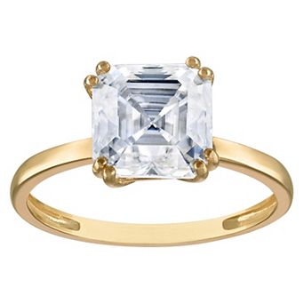 White Lotus 10k Gold 2 3/8 Carat T.W. Lab-Created Moissanite Asscher Cut Engagement Ring