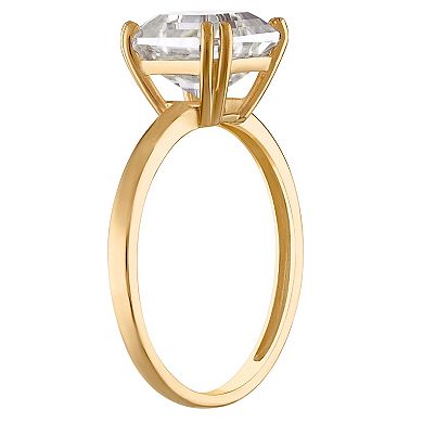 White Lotus 10k Gold 2 3/8 Carat T.W. Lab-Created Moissanite Asscher Cut Engagement Ring