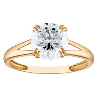 White Lotus 10k Gold 2 Carat T.W. Lab-Created Moissanite Split Band Engagement Ring