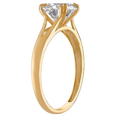 White Lotus 10k Gold 2 Carat T.W. Lab-Created Moissanite Split Band Engagement Ring