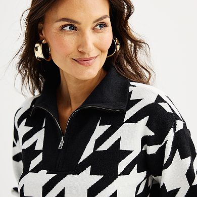 Women's Nine West Half Zip Patterened Pullover Sweater