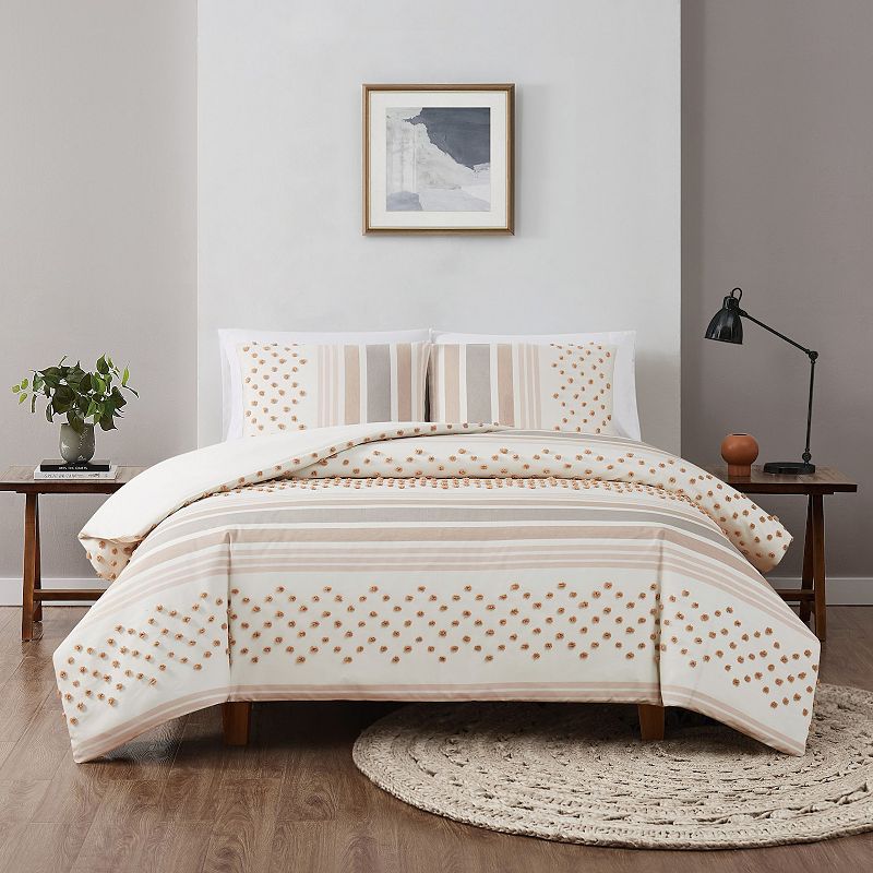Brooklyn Loom Mia Tufted Texture Comforter Set with Shams, Natural, King