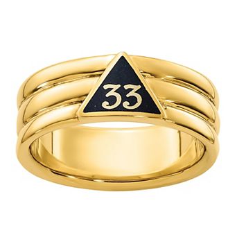 Masonic Collection Men's 10k Gold Black Enamel 33rd Degree Masonic Ring