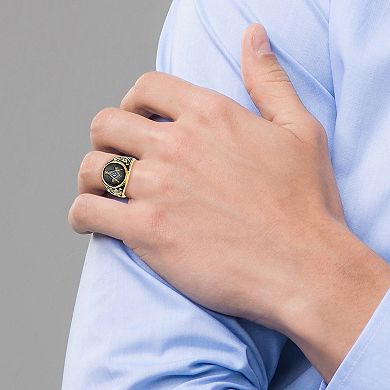 Masonic Collection Men's 14k Gold Black Enamel & Onyx Masonic Ring