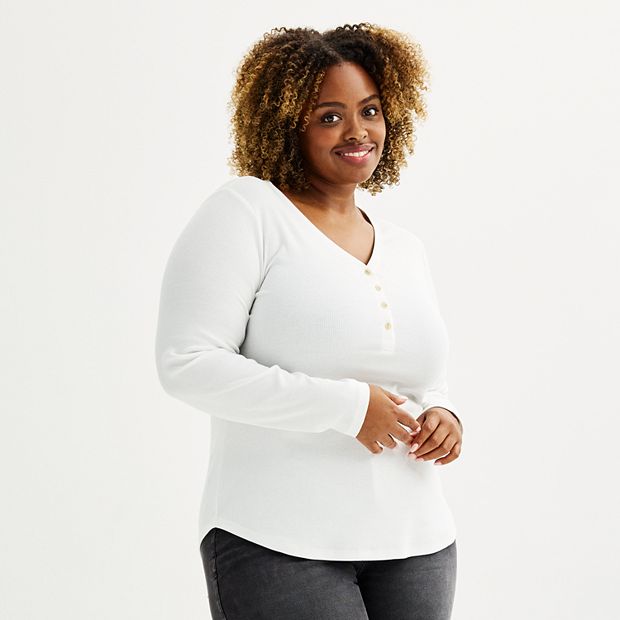 Plus Size Sonoma Goods For Life® Slim Fit Long Sleeve Henley Top