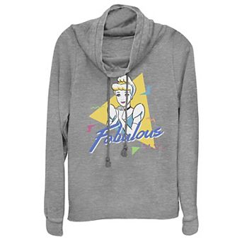 Disney's Cinderella Juniors' Fabulous Triangle Cowlneck Graphic Lightweight Long Sleeve