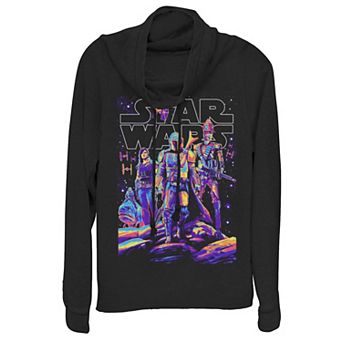 Juniors' Star Wars The Mandalorian Light It Up Cowlneck Graphic Lightweight Long Sleeve
