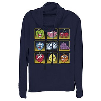 Juniors' Jolly Rancher Fruit Flavors Boxes Cowlneck Graphic Lightweight Long Sleeve