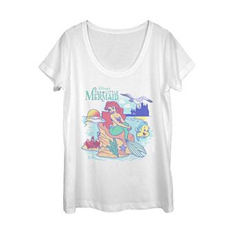 Juniors' Disney Little Mermaid Ariel Drawing Scoop Neck Graphic Tee