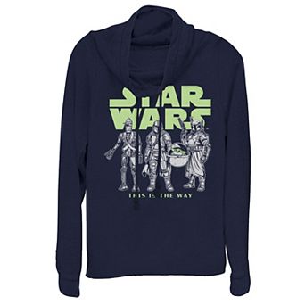 Juniors' Star Wars Logo Lineup Cowlneck Graphic Lightweight Long Sleeve